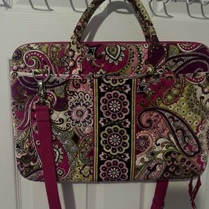 Vera Bradley Hardshell Laptop Case Bag 17” Pink Paisley ‘Very Berry’ with Strap